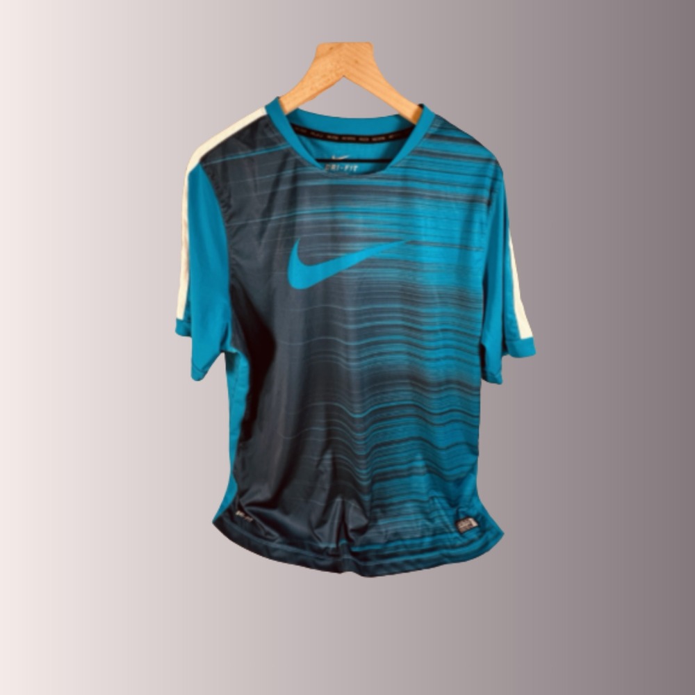 Nike Mens Authentic Football T-Shirt Training Dri Fit 2XL Blue Short Sleeve XXL
